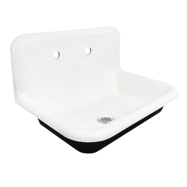 Towne Cast Iron 30 in. Wall Mount Laundry/Utility Sink in White with Drain