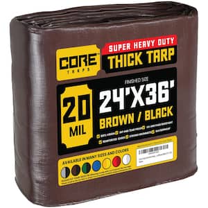 24 ft. x 36 ft. Brown/Black 20 Mil Heavy Duty Polyethylene Tarp, Waterproof, UV Resistant, Rip and Tear Proof