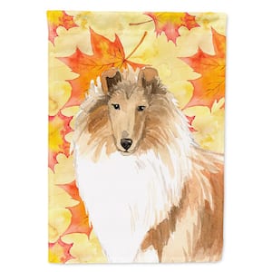 28 in. x 40 in. Polyester Fall Leaves Rough Collie Flag Canvas House Size 2-Sided Heavyweight