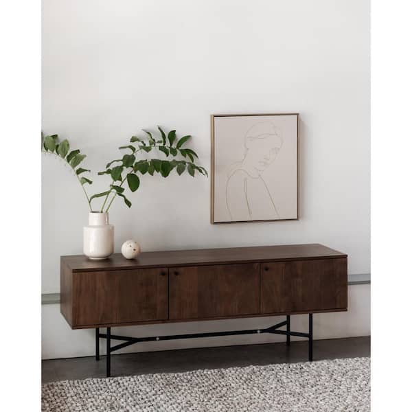 NADAAL STUDIOS Alaric Brown TV Stand Entertainment Center Fits TVs up to 58 in. with Metal Legs