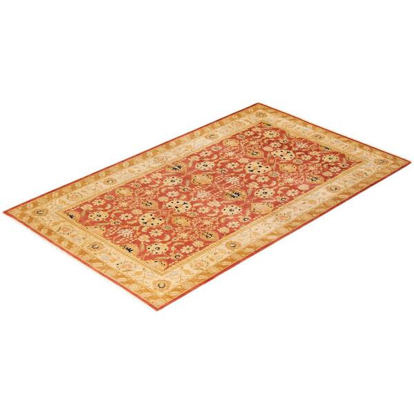 Mogul One-of-a-Kind Traditional Orange 5 ft. 1 in. x 8 ft. 3 in. Oriental Area Rug