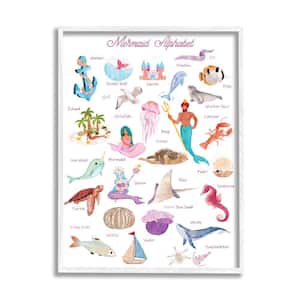 "Alphabet of Mermaids ABC Kid's Nautical Fantasy" by Ziwei Li Framed Nature Texturized Art Print 11 in. x 14 in.
