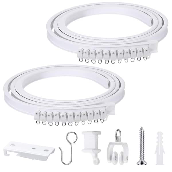 20 FT Flexible Bendable PVC Ceiling Curtain Track with Rollers Brackets and Hardware for Room Divider