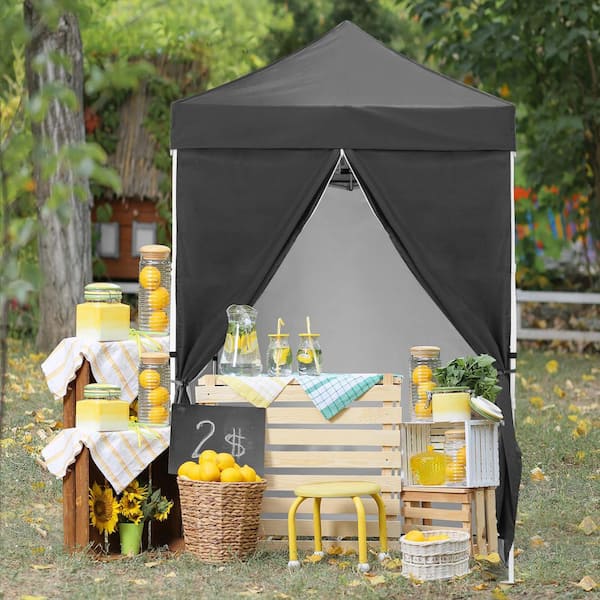 COOS BAY 5 ft. x 5 ft. Gray Instant Canopy Pop Up Tent with 4-Removable Sidewall Panels, Adjustable Height, Wheeled Carry Bag