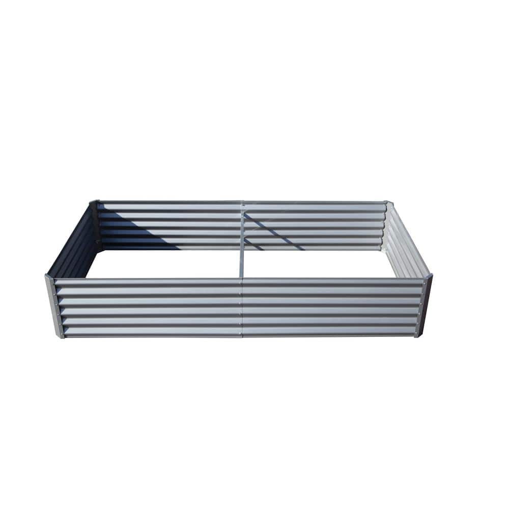 Large 69.4 in. Silver Steel Rectangular Outdoor Planter Raised Garden Bed, 