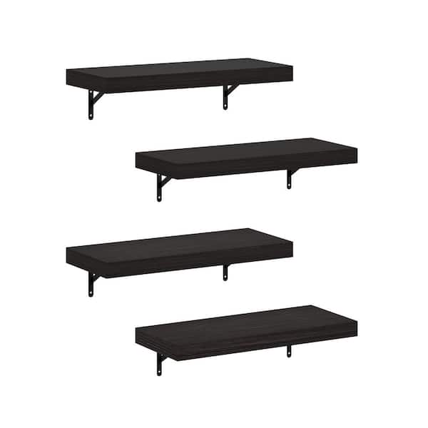 Furinno Tanna 1.65 in. Tall Tobacco Oak Wood Floating Bookcase (Set of 4)