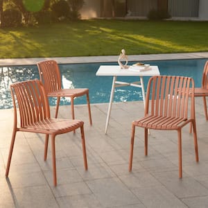 Color Your Life Resin Stackable Outdoor Dining Chair in Orange (Set of 2)