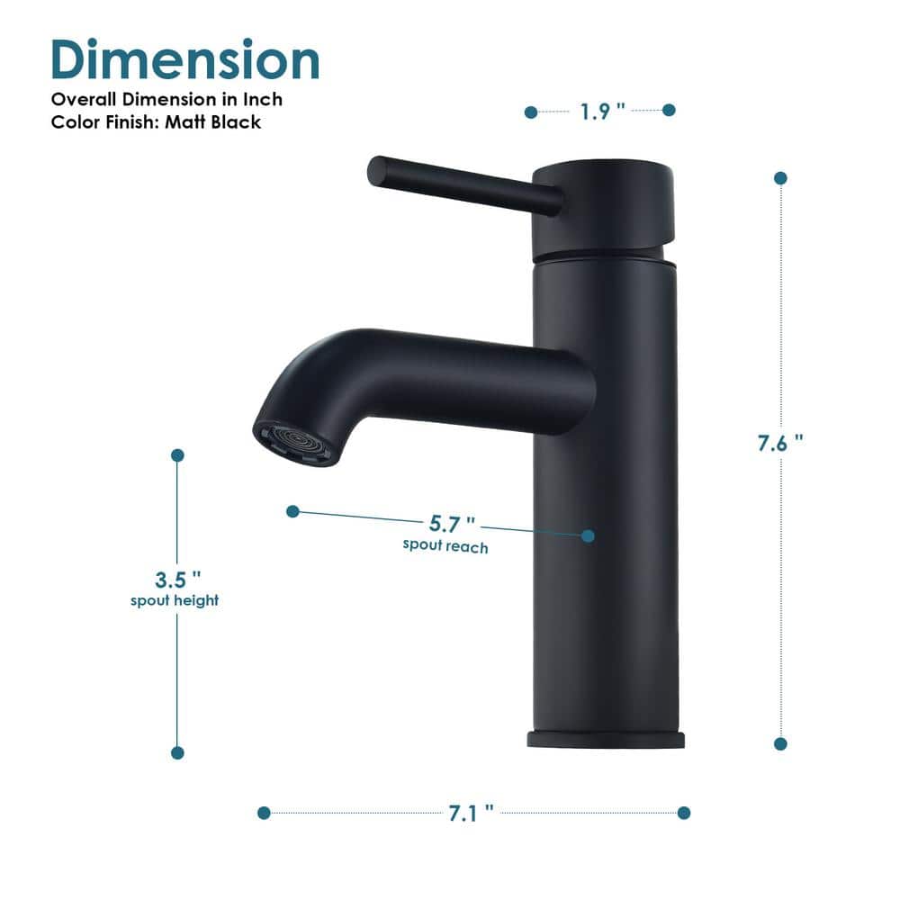Matte Black Brass Single-Handle Bathroom Faucet