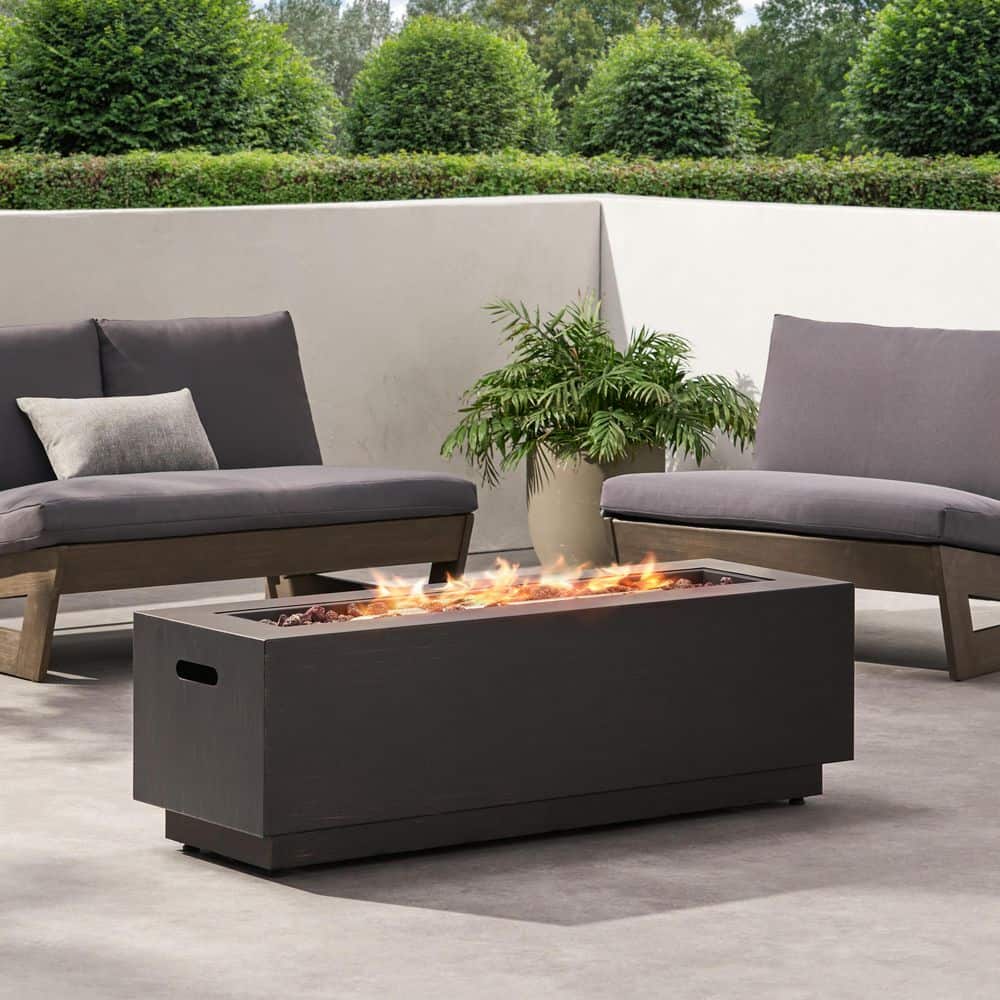 48 in. x 15 in. 50000 BTU Outdoor Rectangular Powder-coated Iron Propane Fire Pit Table price history on PriceWatchPro