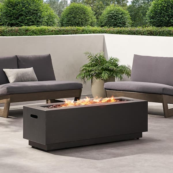 Unbranded 48 in. x 15 in. 50000 BTU Outdoor Rectangular Powder-coated Iron Propane Fire Pit Table