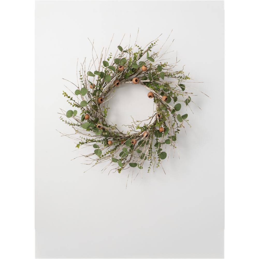 Green 24" Artificial Eucalyptus Birch Pod Wreath