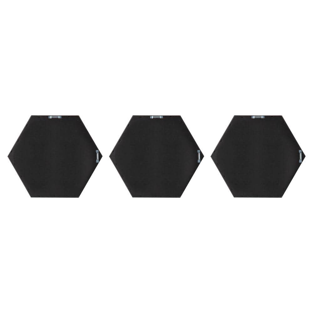 Black Hexagon Wall Mirror Set, 3 Pieces, 14x16