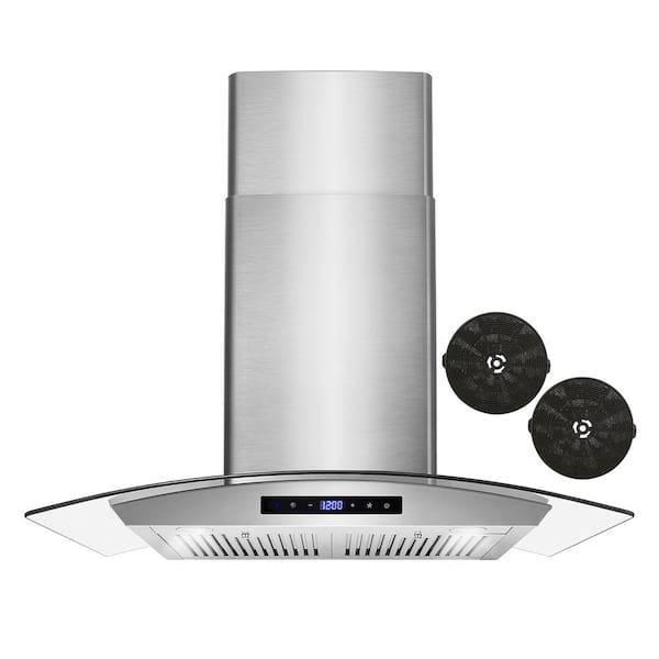 Cosmo 30 in. Vista Collection 380 CFM Ductless Wall Mount Range Hood, Touch Controls, LED Lights, Stainless Steel