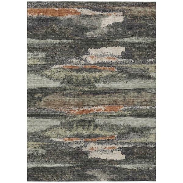 Chantille Machine Washable Indoor/Outdoor Abstract ACN942 Charcoal 8 ft. x 10 ft. Area Rug