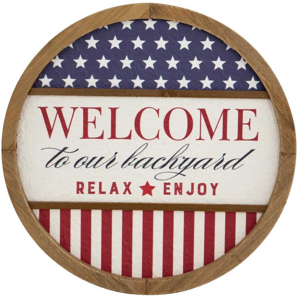 "Welcome to Our Backyard Americana Framed Wall Sign-11.75""" price history on PriceWatchPro
