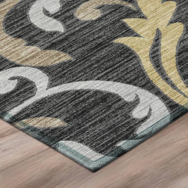 Chantille Machine Washable Indoor/Outdoor Abstract ACN3102 Black 3 ft. x 4 ft. Area Rug