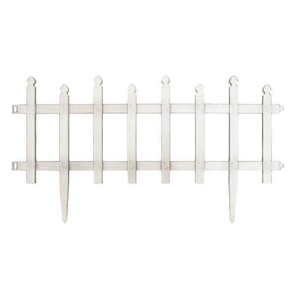 Vigoro 12.75 in. H x 23.38 in. W White Classic Picket Style Plastic Garden Fence