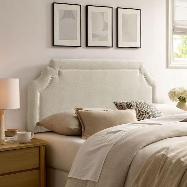 Magnolia King Size Upholstered Fabric Headboard in Ecru White