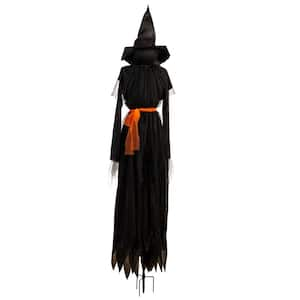 76 in. Witch Lighted Fabric Garden Stake with Orange Bow