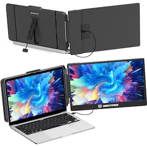 Laptop Screen Extender - 14'' Laptop Monitor Extender Dual Screen Plug & Play, 1080P FHD Monitor for 13-17'' Laptops