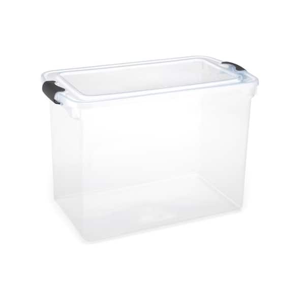 HOMZ 112 Qt. Latching Clear Storage Container with Gray Handles (2-Pack)  3450CLGREC.02 - The Home Depot