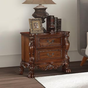 20 in. Brown 4-Drawer Wooden Nightstand