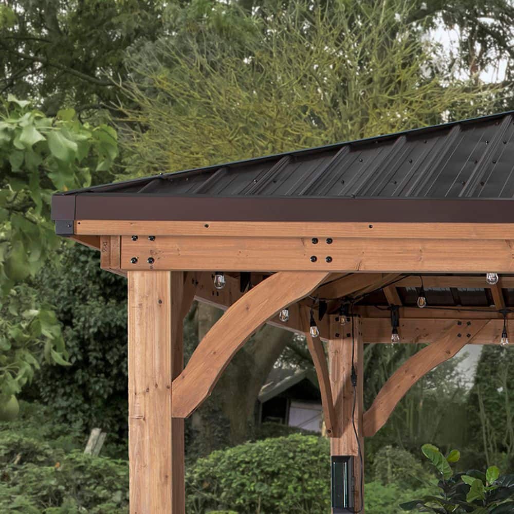 Barrington 16x12 Cedar Wood and Steel Roof Gazebo