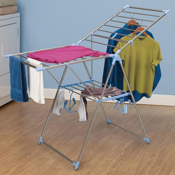 HOUSEHOLD ESSENTIALS 61 in x 39 in Gullwing Folding Clothes Drying Rack  5022 - The Home Depot