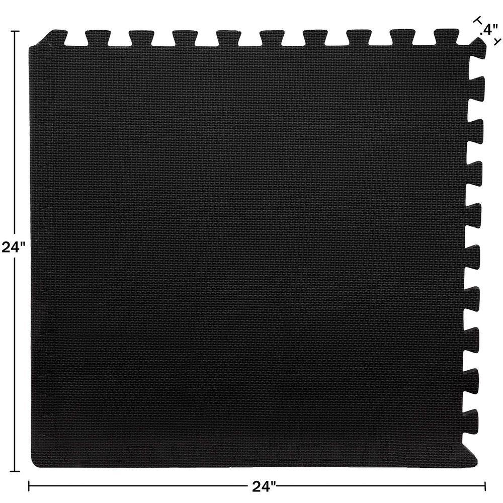Black Interlocking EVA Foam Floor Mats, 25" x 25" Set of 6