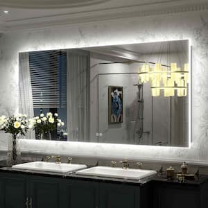 60 in. W x 30 in. H Rectangular Frameless Super Bright Backlited LED Anti-Fog Tempered Glass Wall Bathroom Vanity Mirror