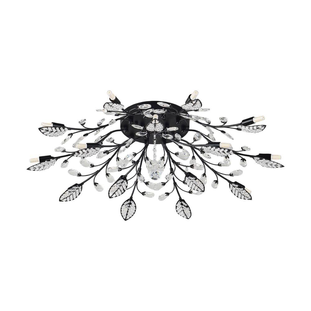 15 light Matte Black Modern Farmhouse Crystal Chandelier for Dining Room, Kitchen Island with no bulbs included price history on PriceWatchPro