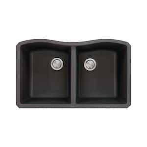 Aversa Undermount Granite 31 in. Equal Double Bowl Kitchen Sink in Black