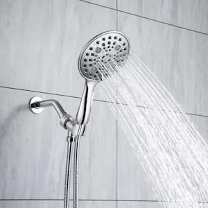 High-Pressure 8-Spray Wall Mount Handheld Shower Head GPM with Hose and Hose Bracket in Chrome