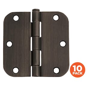 3-1/2 in. x 5/8 in. Radius Oil Rubbed Bronze Door Hinge Value Pack (10 per Pack)