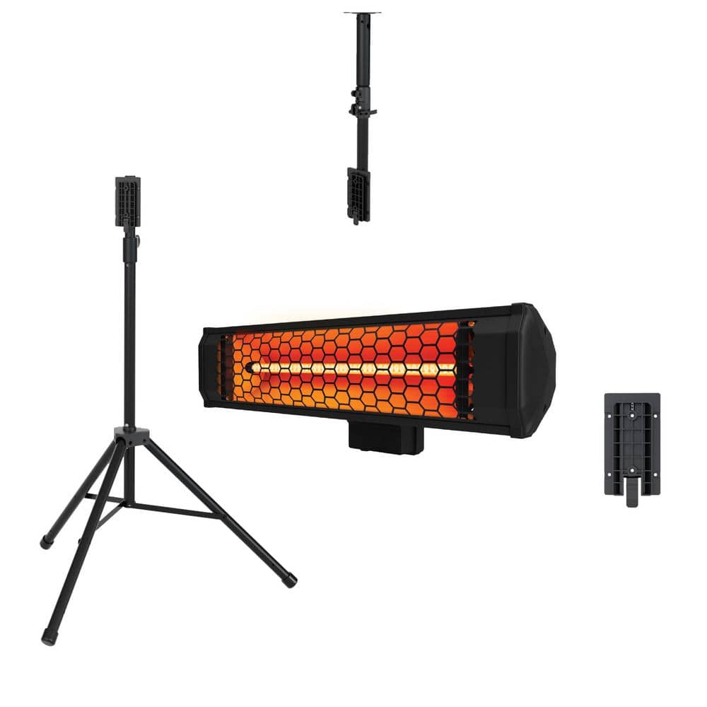 Tradesman 1500-Watt Electric Indoor/Outdoor Quartz Infrared Portable Space Heater w/Tripod Wall and Ceiling Mount, Black
