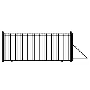 Madrid Style 16 ft. x 6 ft. Black Steel Single Slide Driveway Fence Gate