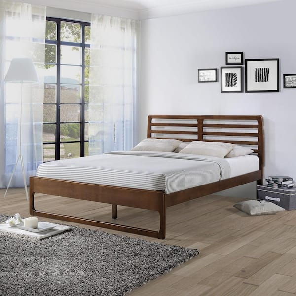 Noble House Cindy Walnut Queen Bed Frame