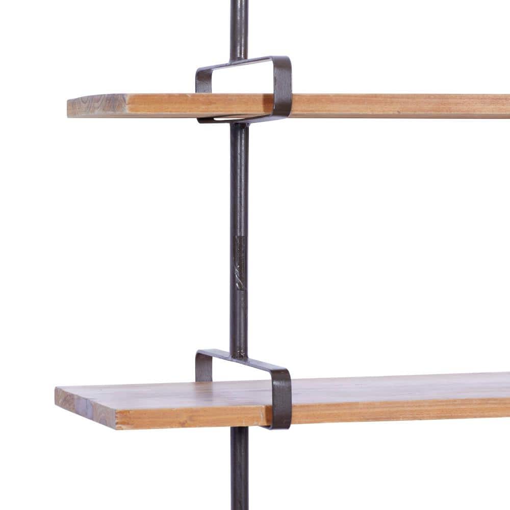 Elegant 38'' Brown Wood Floating Wall Shelf with Five Sections
