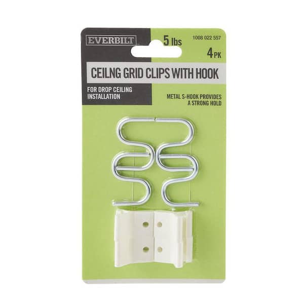  25 Clear Ceiling Grid Clips & 25 Steel S-Hook Sign