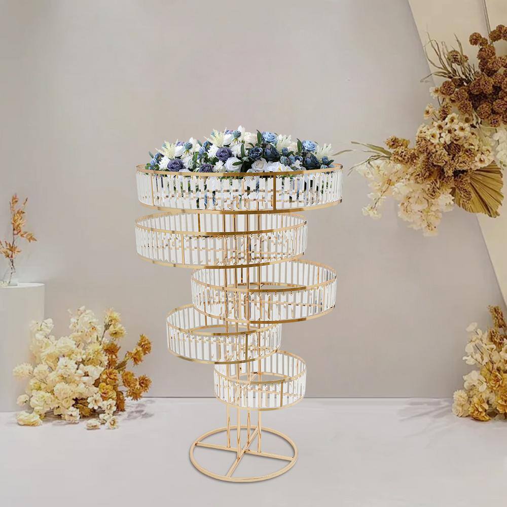 Gold Iron and Acrylic 5-Tier Decorative Wedding Stand Set