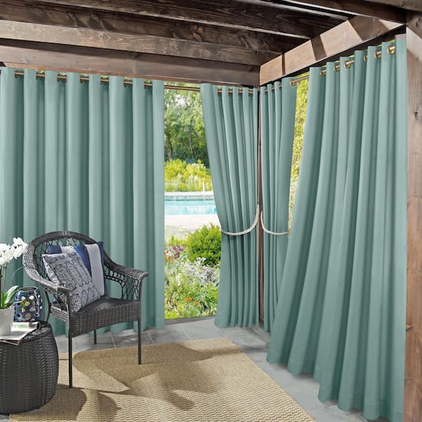 Sailor Indoor/Outdoor UV Protectant Curtain Panel in Soft Teal-54 in. W x 108 in. L