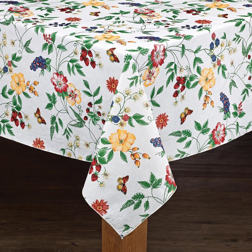 Enchanted Garden Multicolor Vinyl Rectangular Tablecloth 60" x 120"