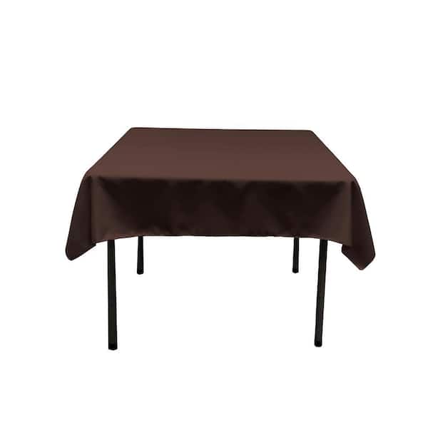 58 in. x 58 in. Brown Polyester Poplin Square Tablecloth