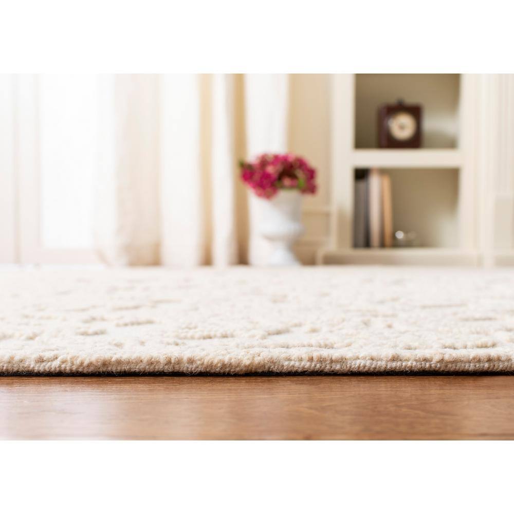 Ivory Hand-Tufted Wool 10' x 14' Rectangular Area Rug