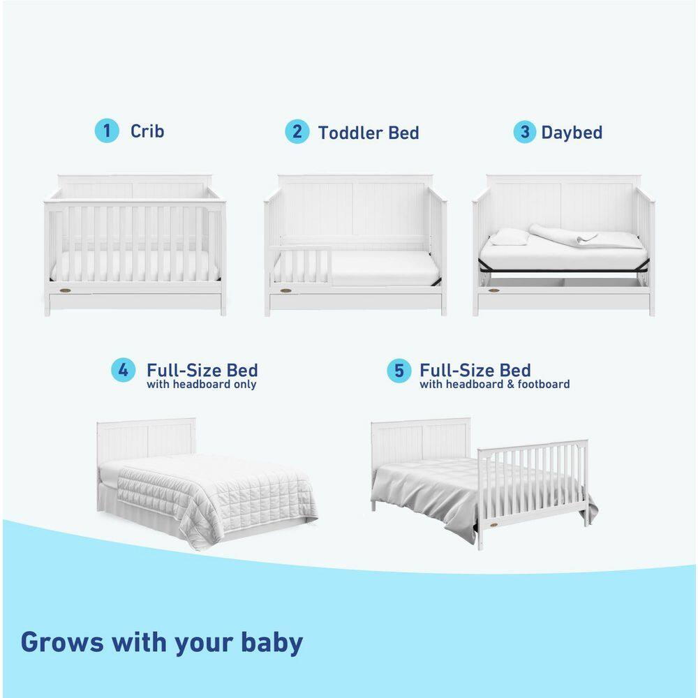 White 5-in-1 Convertible Crib with Storage Drawer