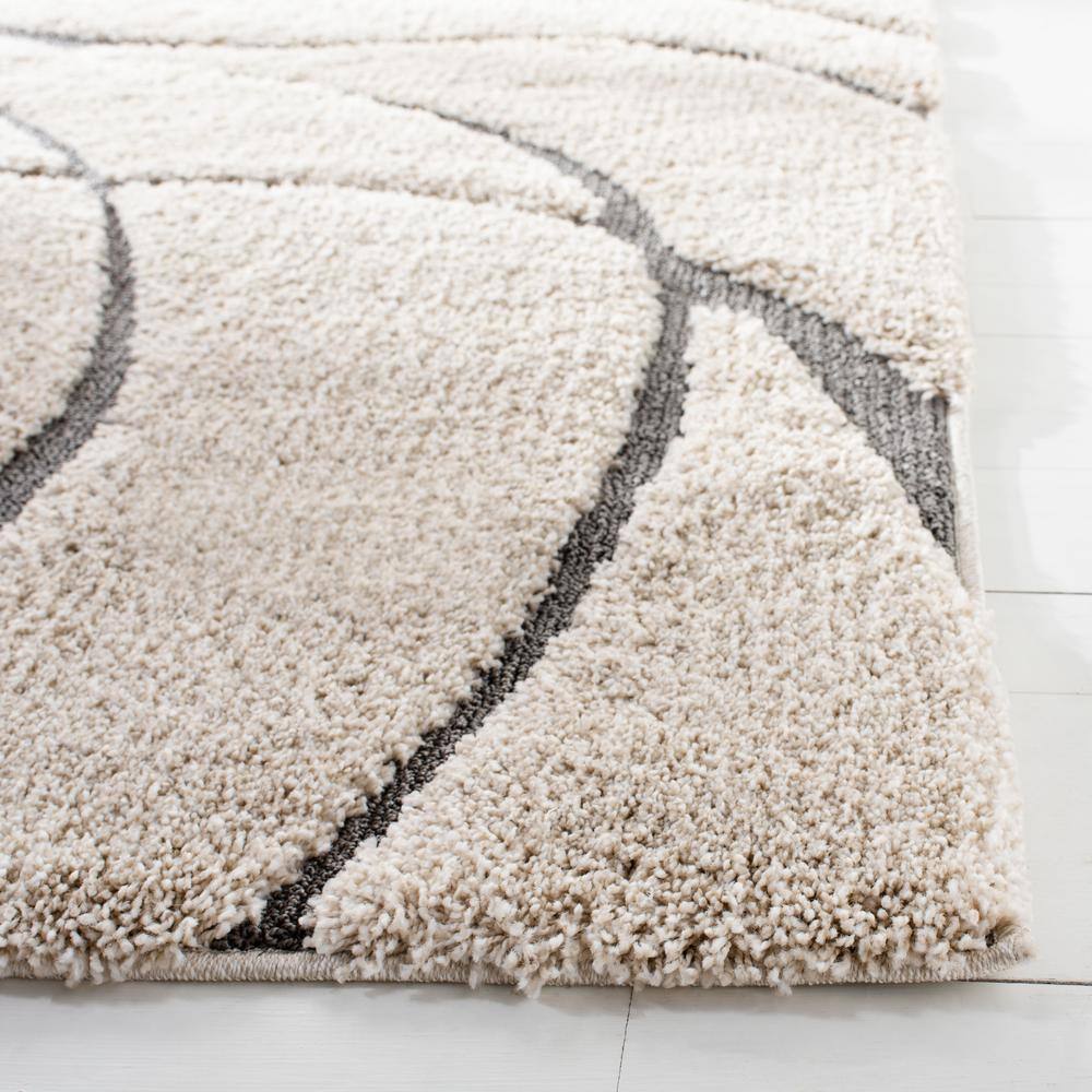Sculpted Cream & Grey Abstract Shag Rug 8' x 10'
