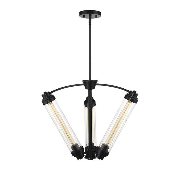 Filament Design 3-Light Classic Bronze Chandelier with Clear Ribbed Glass