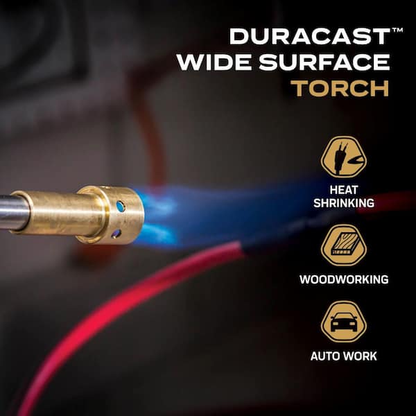 DuraCast Wide Surface Torch with Instant Start/Stop Ignition Compatible with MAP-Pro Gas and Propane Gas