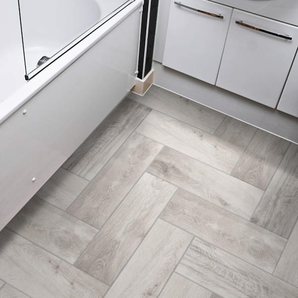 Ella Hill Bone 8-1/4 in. x 12 in. Ceramic Floor and Wall Take Home Tile Sample
