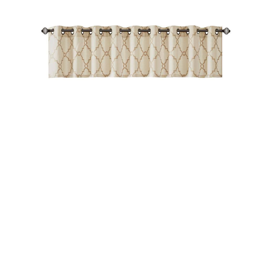 Saratoga Beige and Gold Cotton Blend Grommet Top Valance